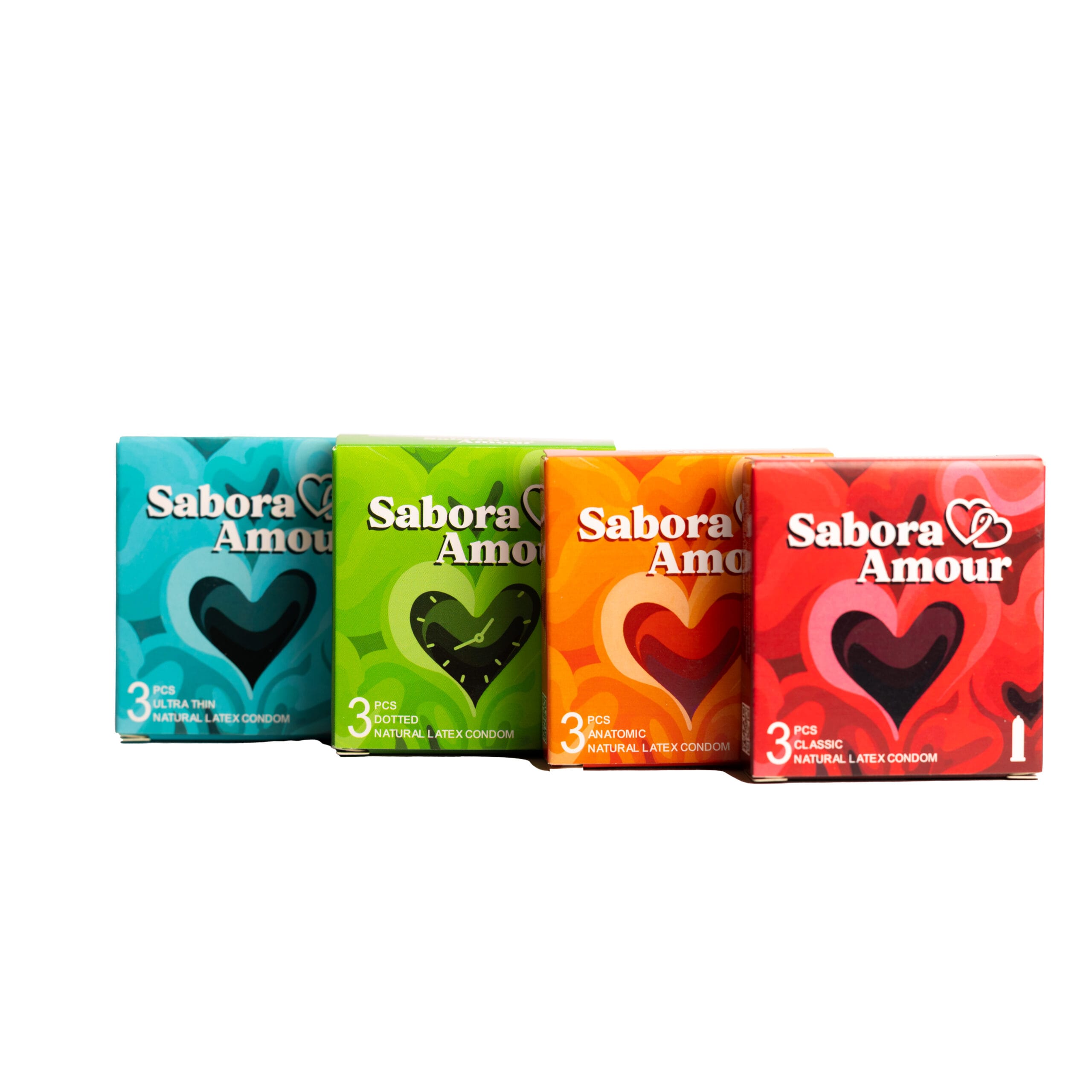 Pachet Prezervative Sabora Amour â€“ Mix 4 Variante: Classic, Ultra Thin, Anatomic È™i Delay, Latex Natural, 52 mm, 48 bucÄƒÈ›i